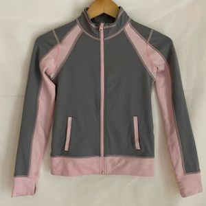 Nordstrom Zella Girl athletic jacket in gray and pink, size large, 10/12 EUC